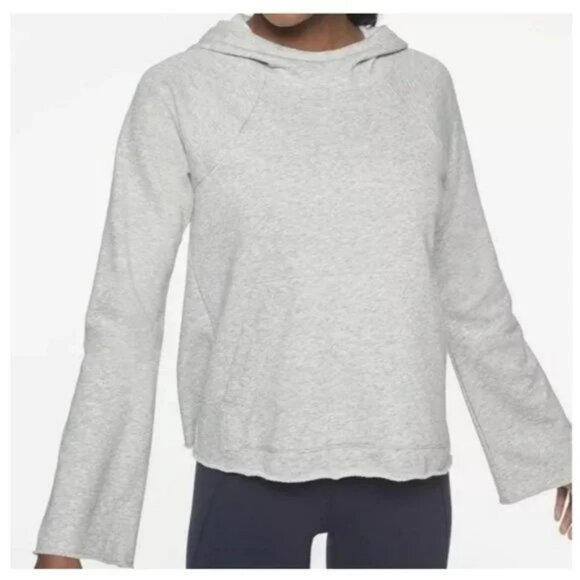 Athleta Swing French Terry Pullover Sweatshirt Hoodie, Light Gray, Large - Picture 2 of 10